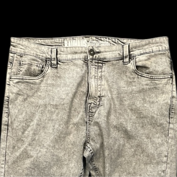 BAUHAUS W 38” grey acid wash slim fit front zip back leather logo 31.5” inseam - Picture 2 of 9